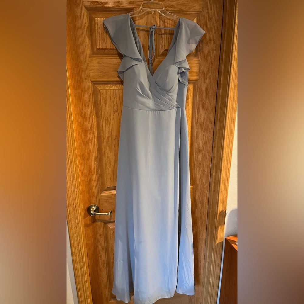 Azazie Yoko Dusty Blue Bridesmaid Dress- Size A8